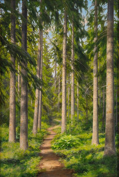 Sonniger Waldweg von Johan Fredrik Krouthen